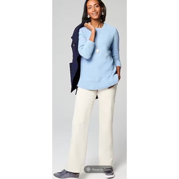 J Jill Crew Neck Knit Sweater Pullover Womens Size Small Mineral Blue White New - Picture 5 of 16
